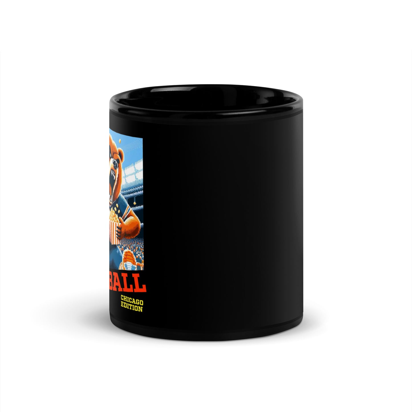 Chicago Video Game Football Bear Black Glossy Mug