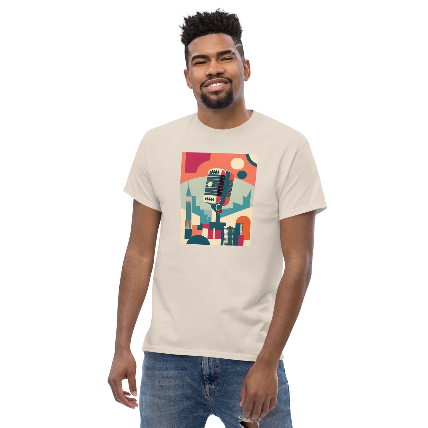 Summer Soundwaves Echo Minimalist Microphone Graphic Tee