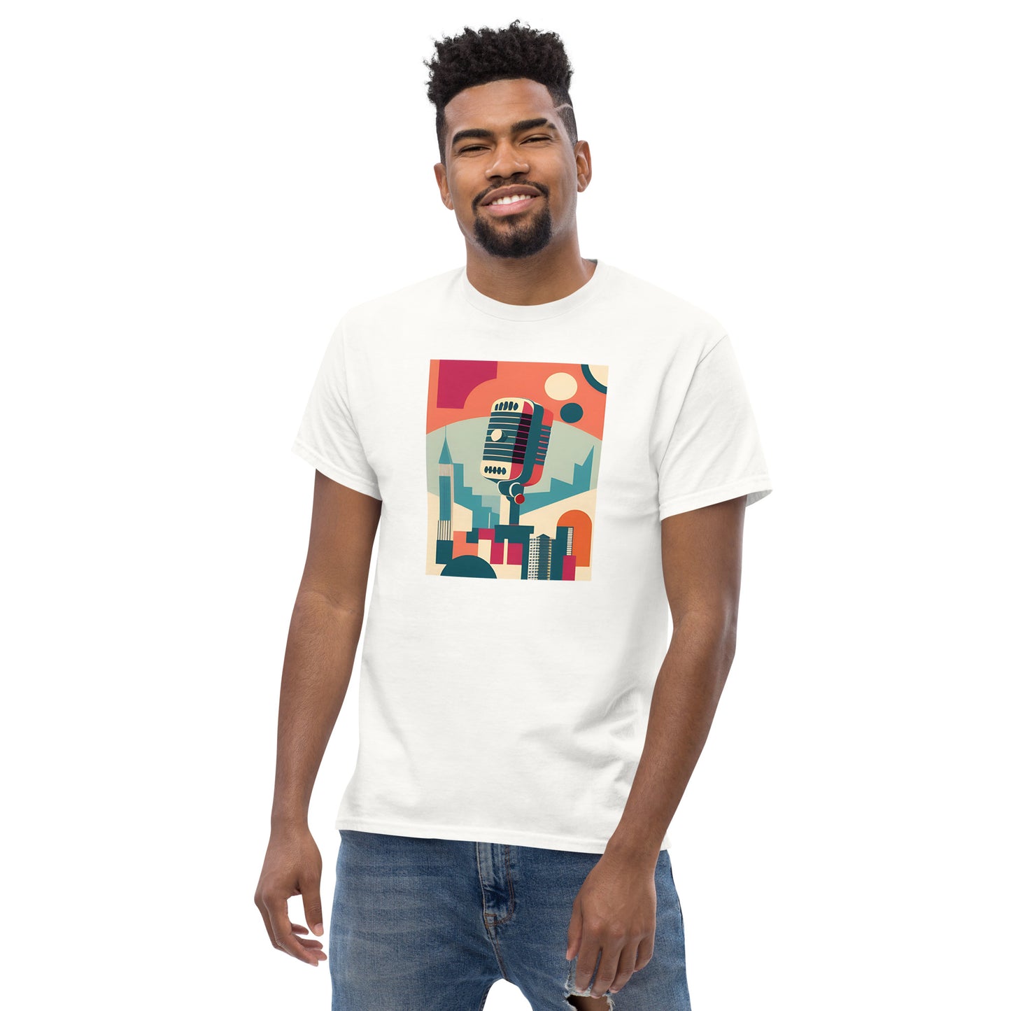Summer Soundwaves Echo Minimalist Microphone Graphic Tee