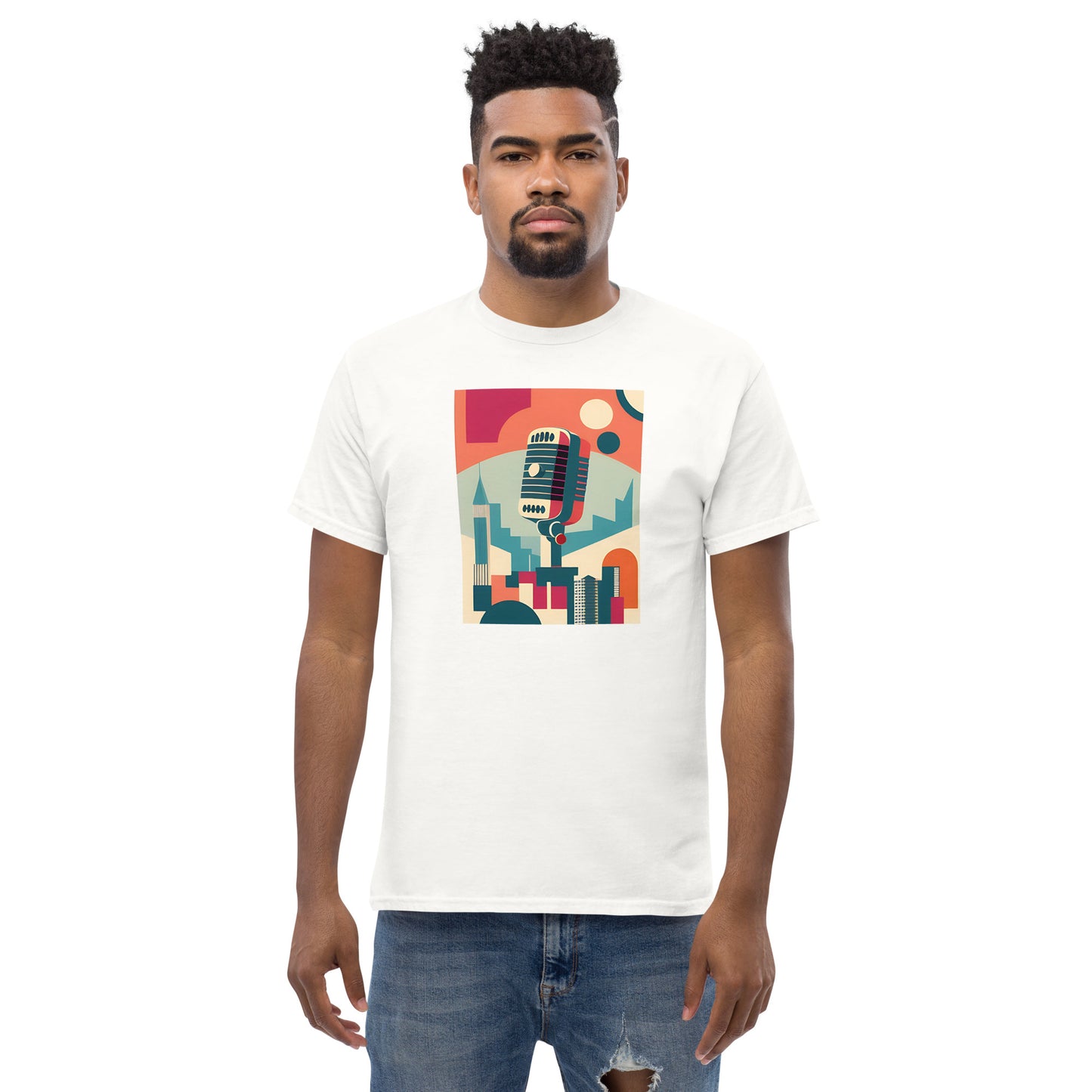 Summer Soundwaves Echo Minimalist Microphone Graphic Tee