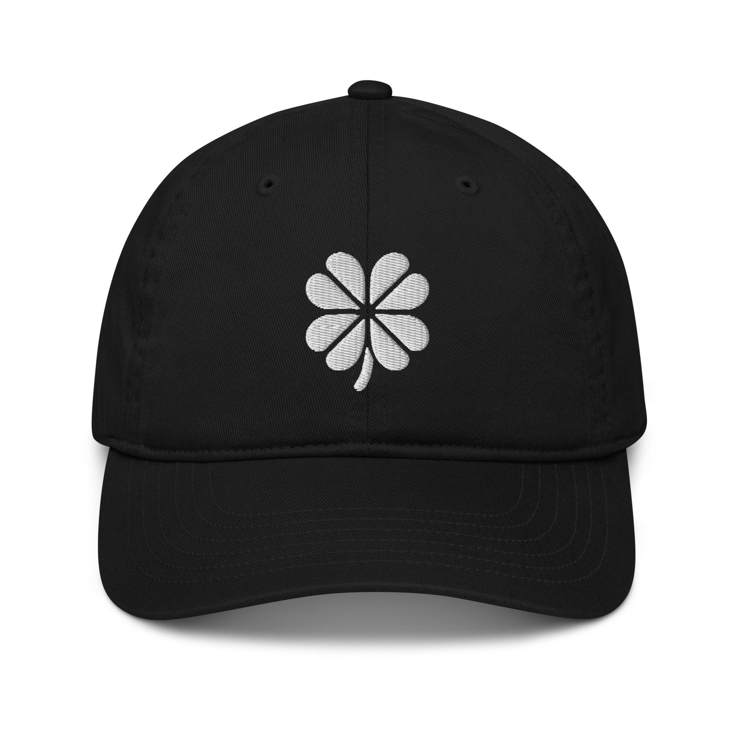 Lucky White Four Leaf Clover Organic dad hat