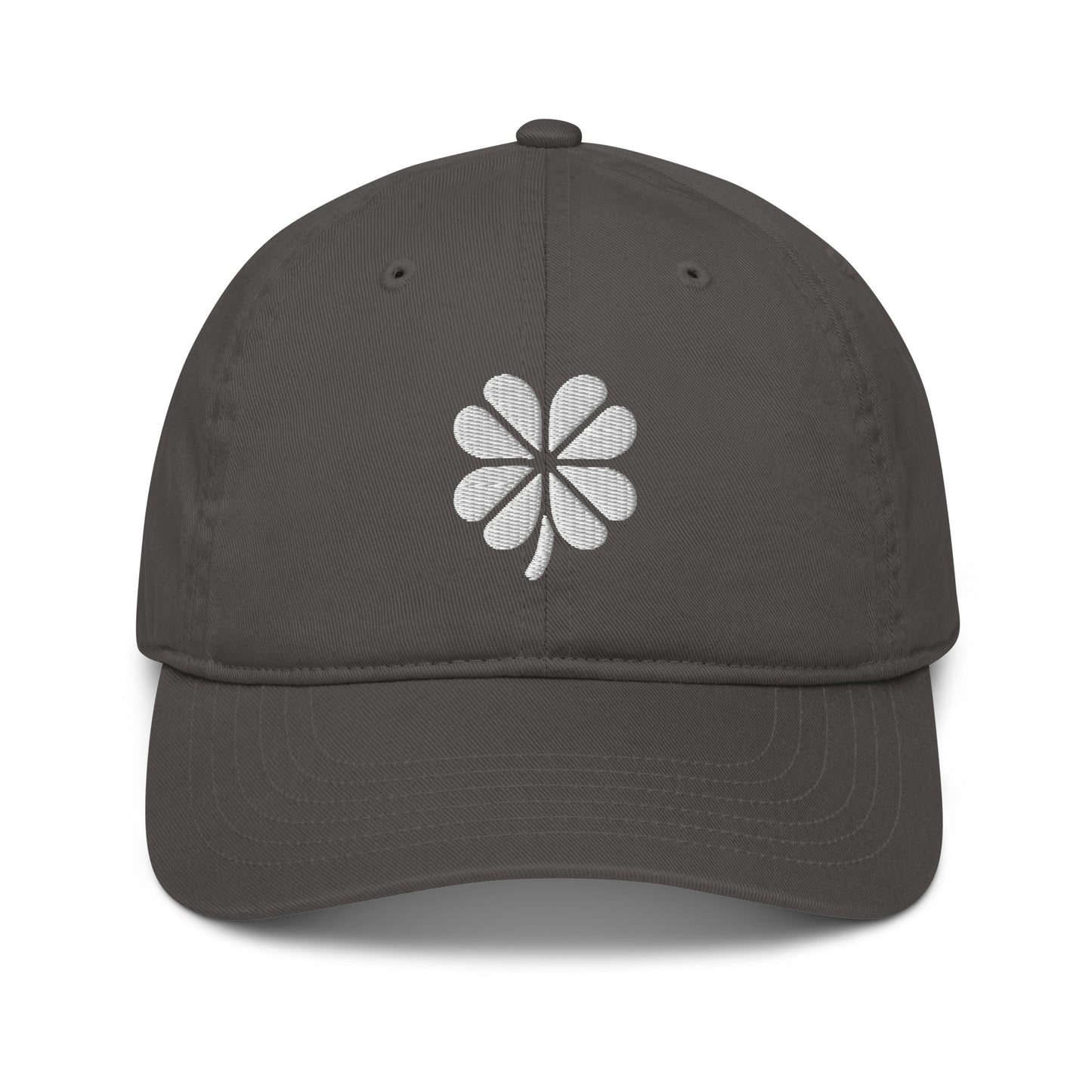 Lucky White Four Leaf Clover Organic dad hat