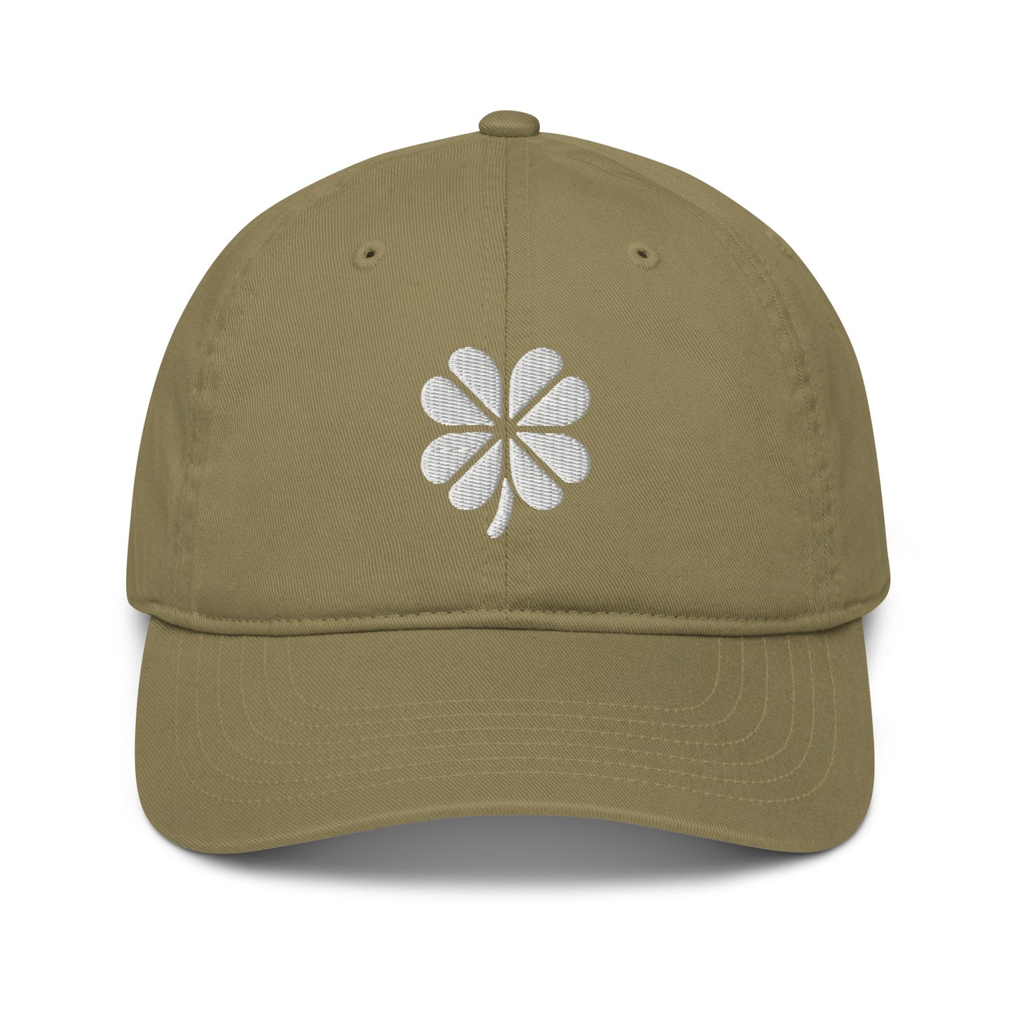 Lucky White Four Leaf Clover Organic dad hat