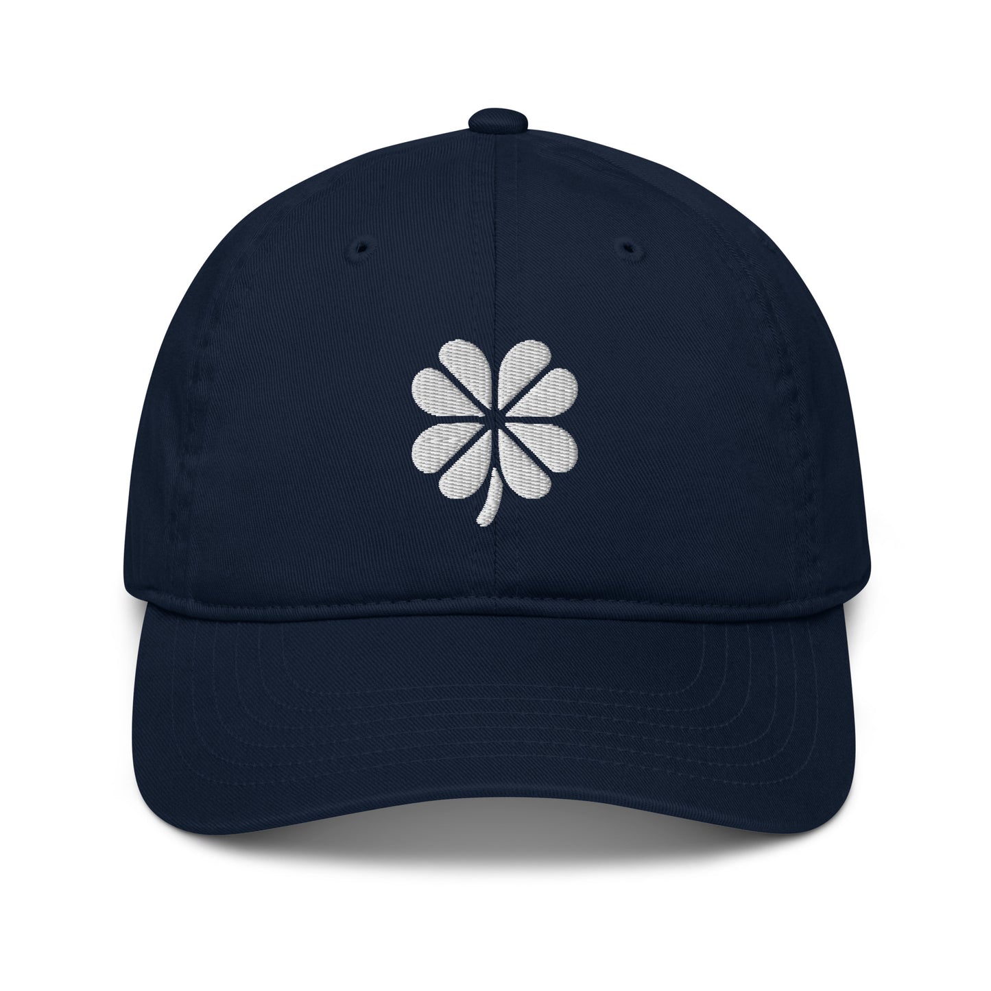 Lucky White Four Leaf Clover Organic dad hat