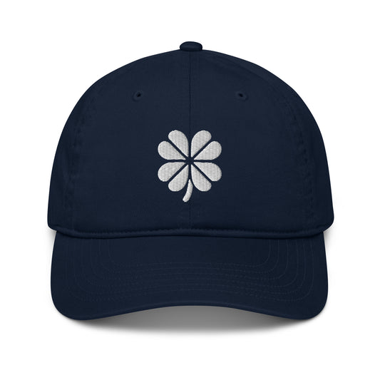 Lucky White Four Leaf Clover Organic dad hat