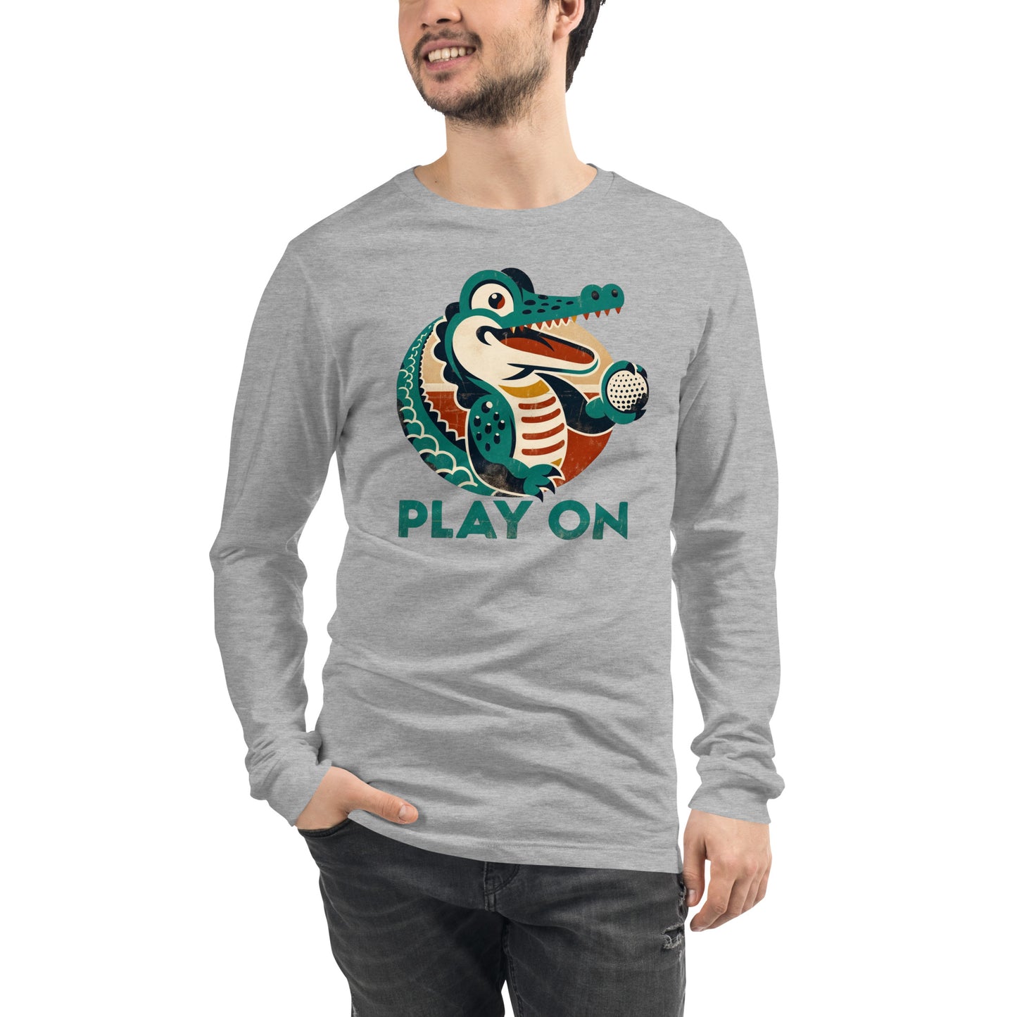 Golf Gator Play On Golfing Unisex Long Sleeve Tee