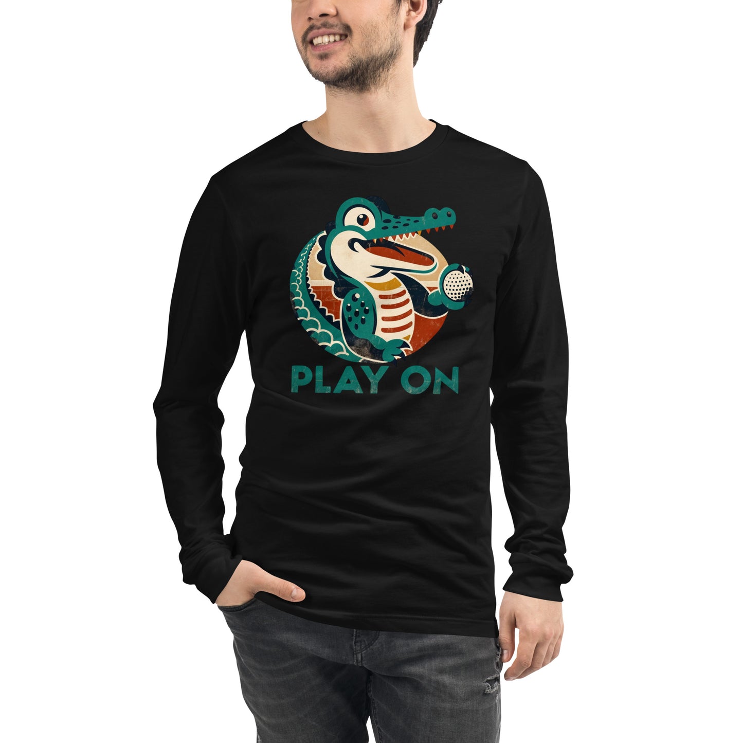 Golf Gator Play On Golfing Unisex Long Sleeve Tee