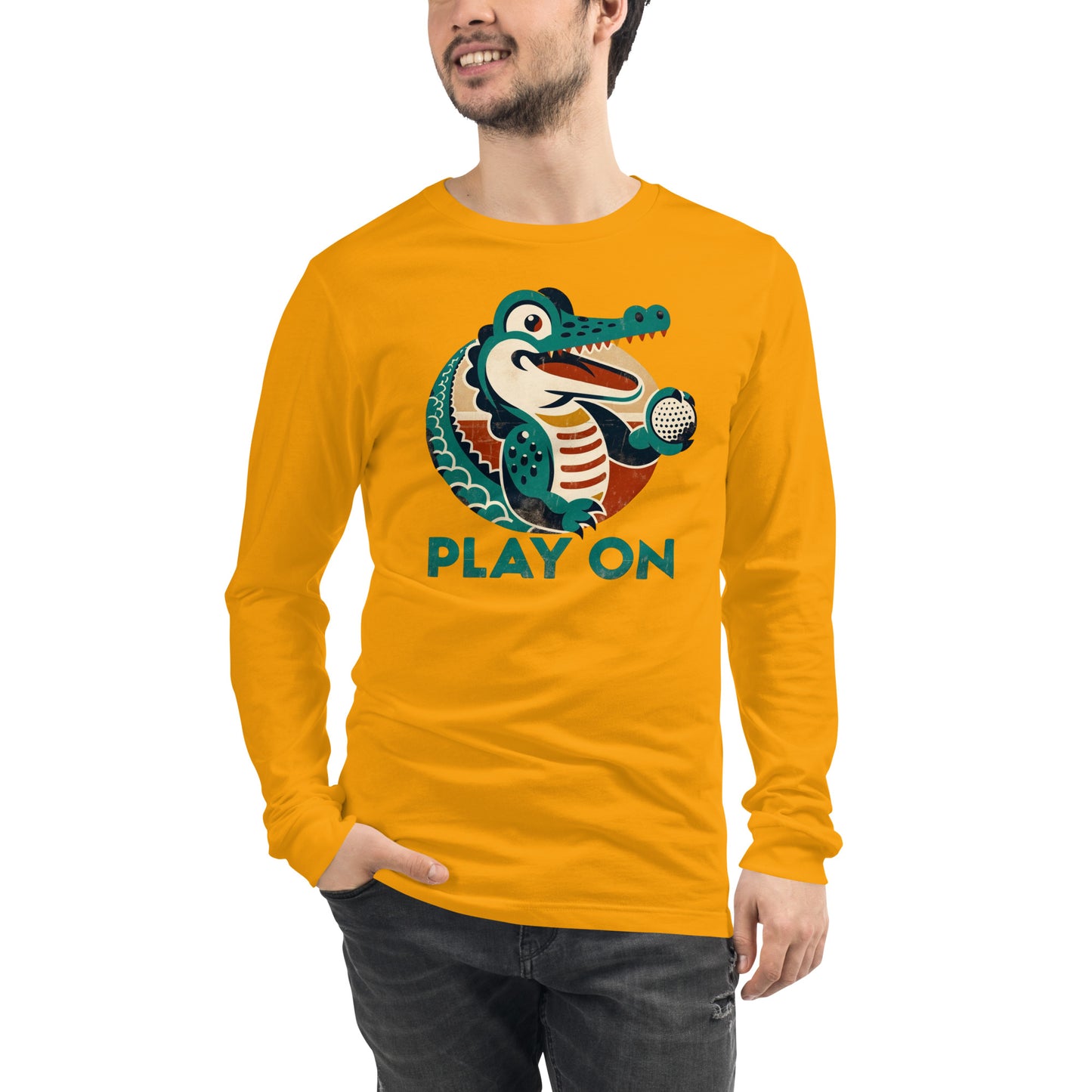 Golf Gator Play On Golfing Unisex Long Sleeve Tee