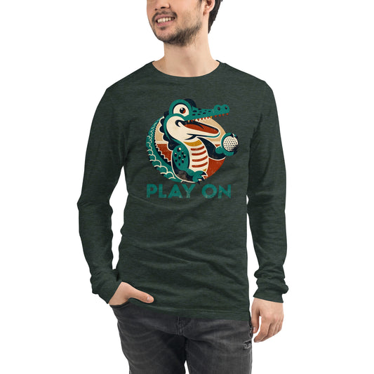 Golf Gator Play On Golfing Unisex Long Sleeve Tee