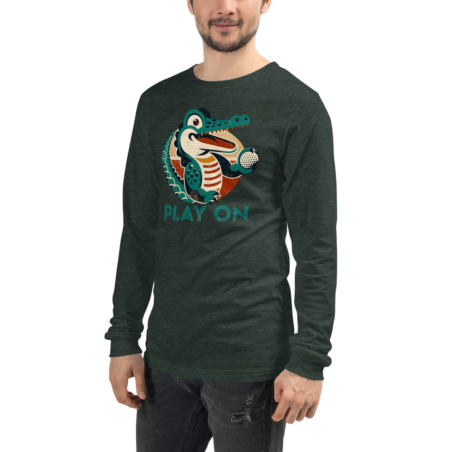 Golf Gator Play On Golfing Unisex Long Sleeve Tee