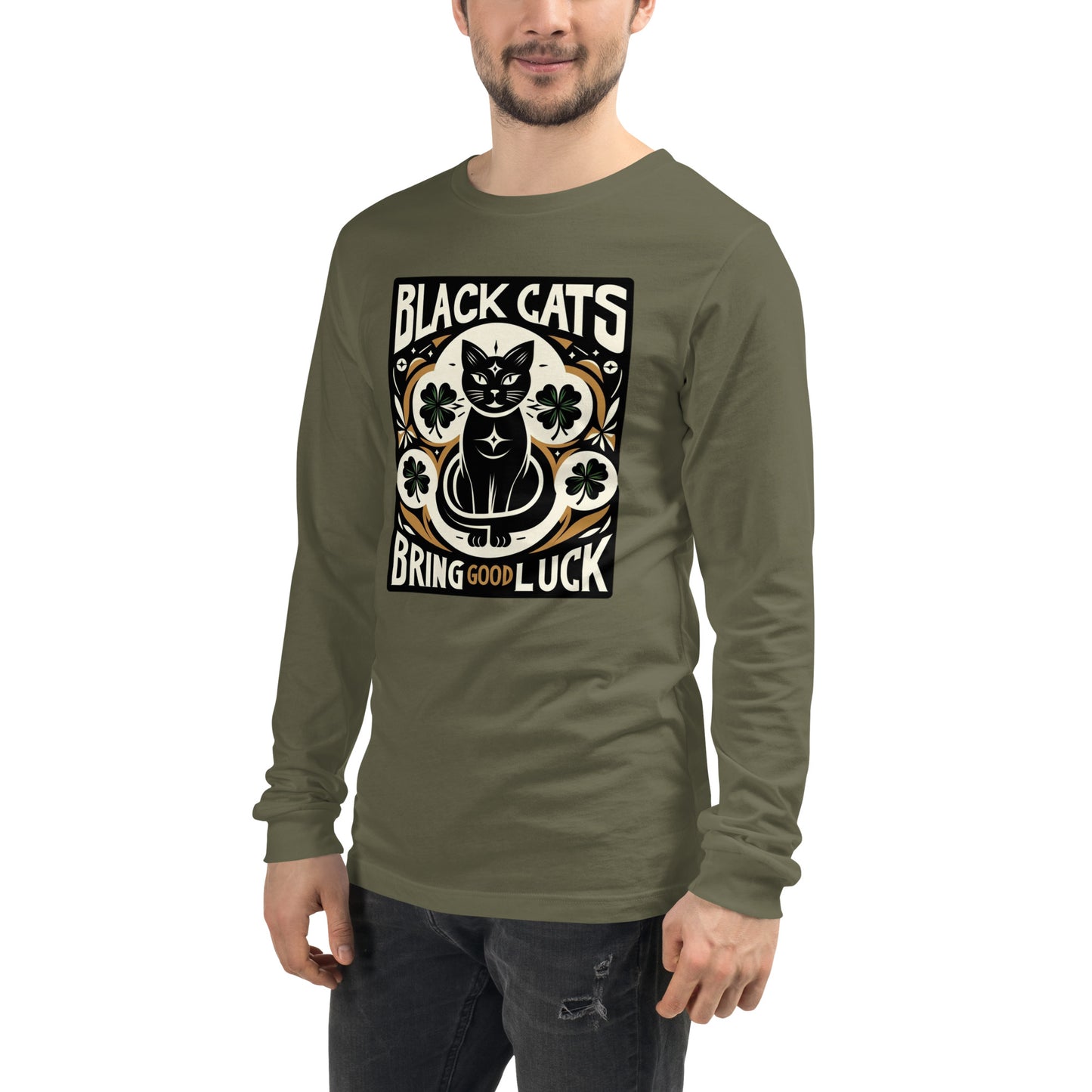 Black Cats Bring Good Luck Graphic Unisex Long Sleeve Tee