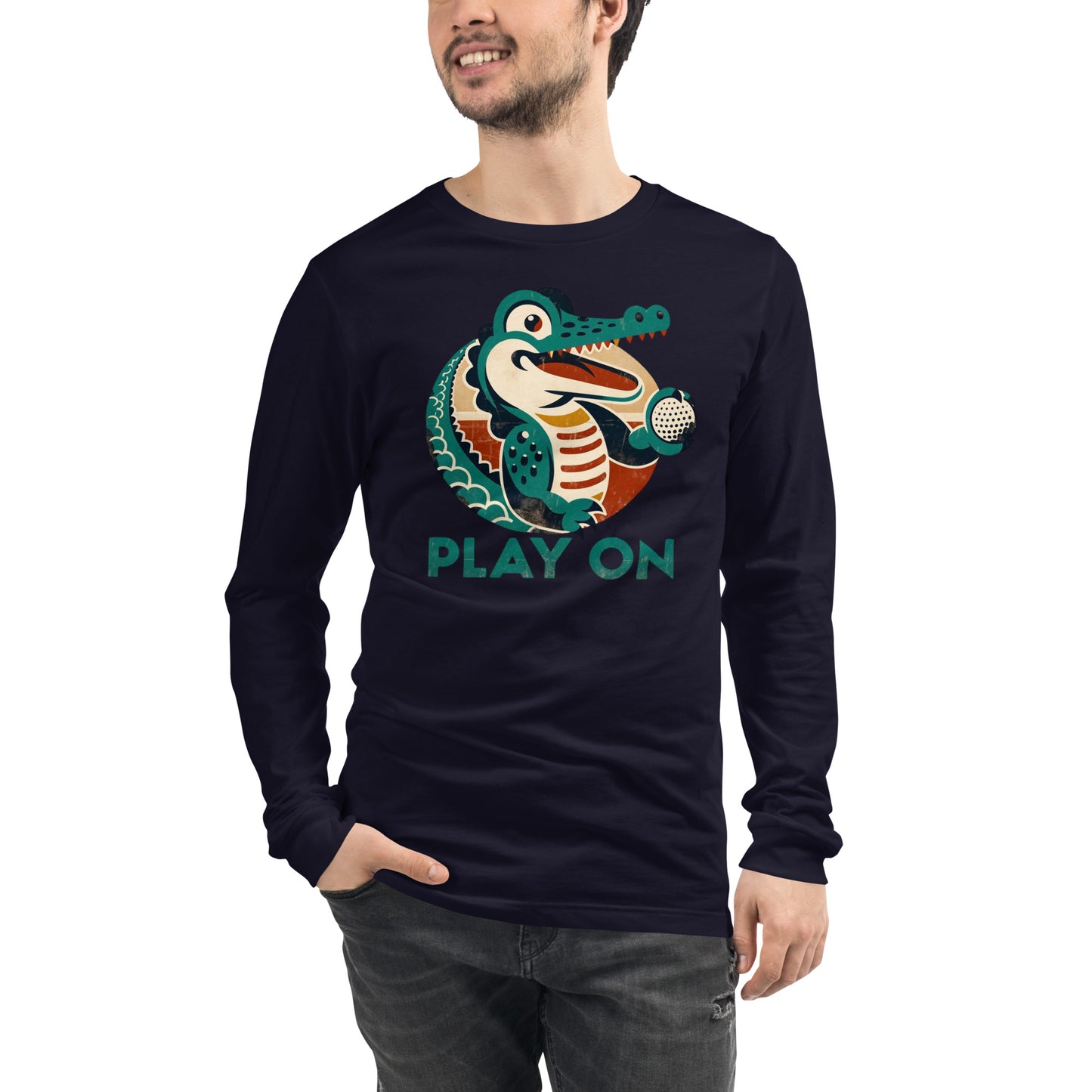 Golf Gator Play On Golfing Unisex Long Sleeve Tee