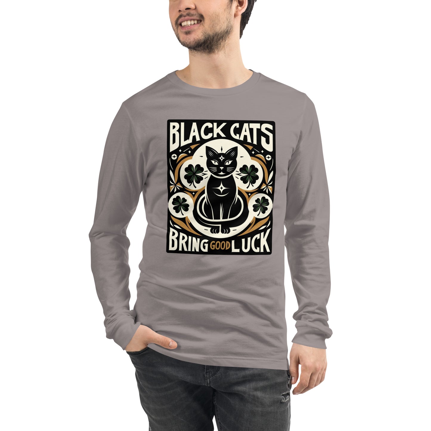 Black Cats Bring Good Luck Graphic Unisex Long Sleeve Tee