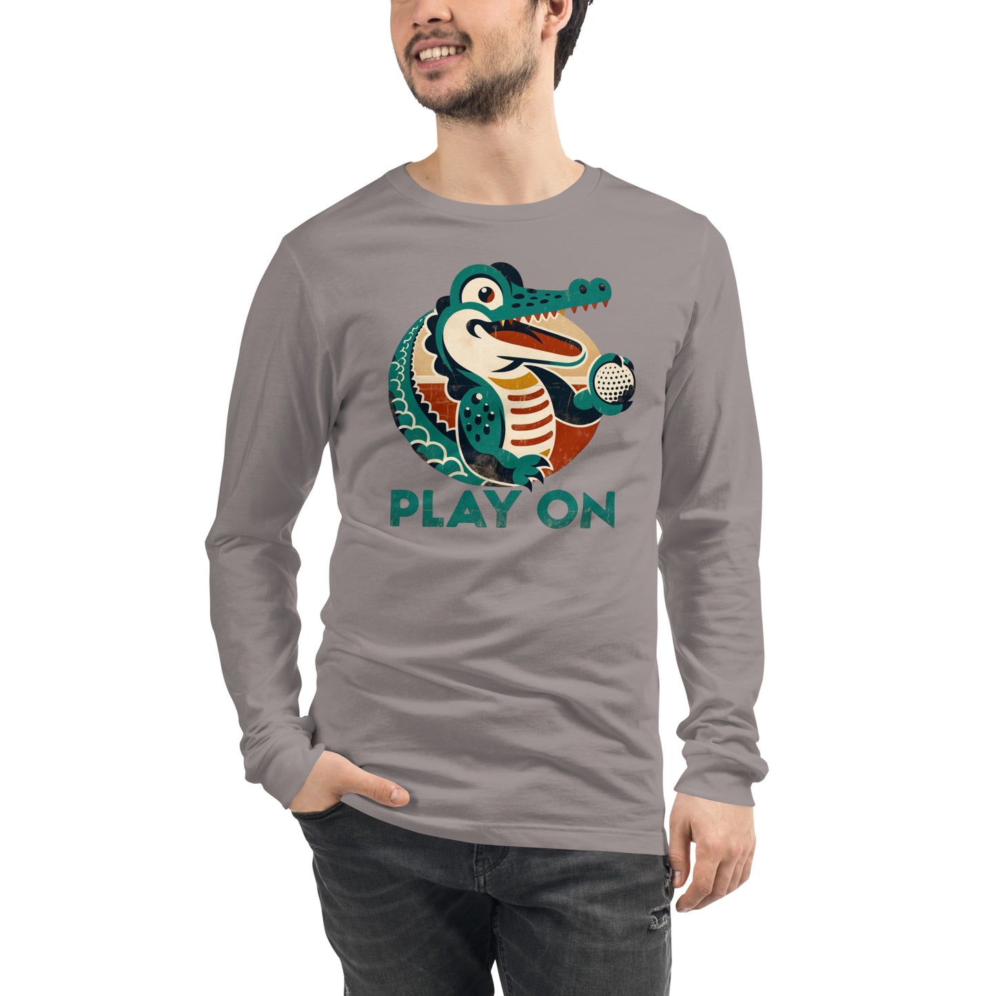Golf Gator Play On Golfing Unisex Long Sleeve Tee