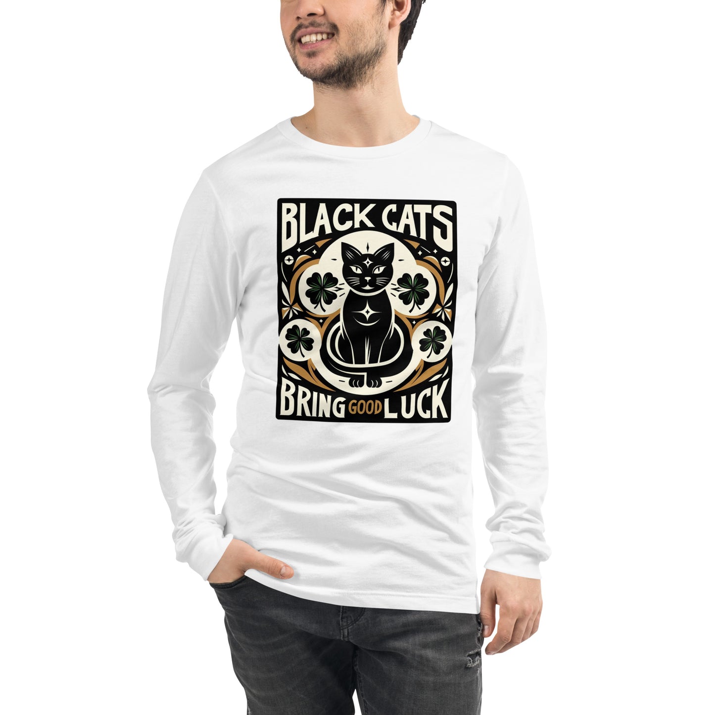 Black Cats Bring Good Luck Graphic Unisex Long Sleeve Tee