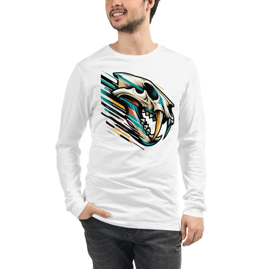 Sabertooth Skull Action Graphic Unisex Long Sleeve Tee