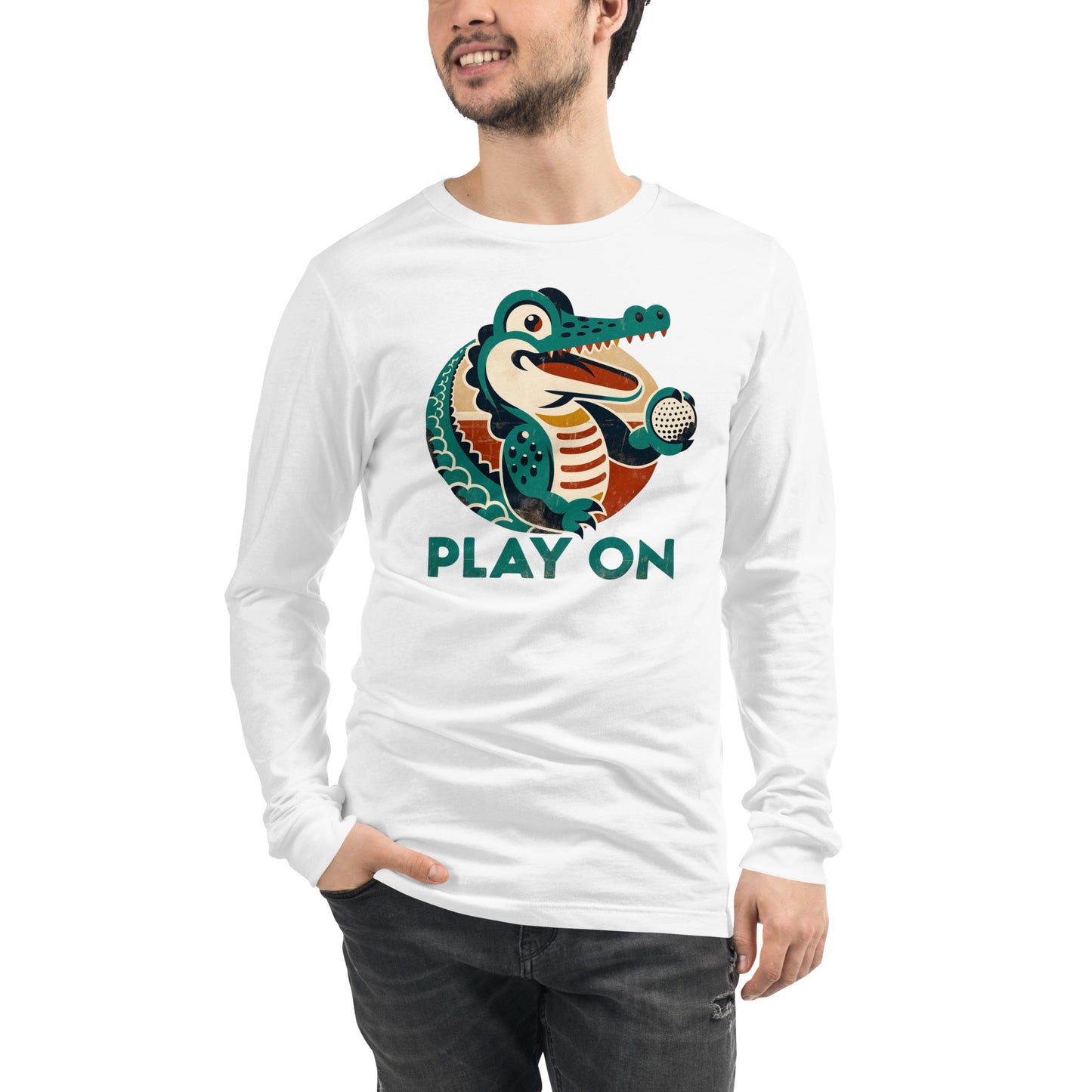 Golf Gator Play On Golfing Unisex Long Sleeve Tee