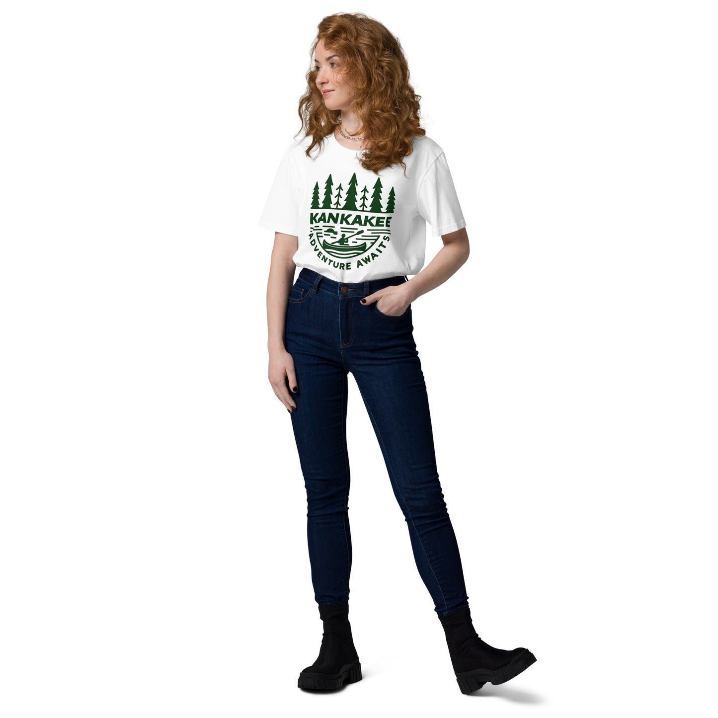 Illinois Waters Kankakee River ‘Adventure Awaits’ Unisex organic cotton t-shirt