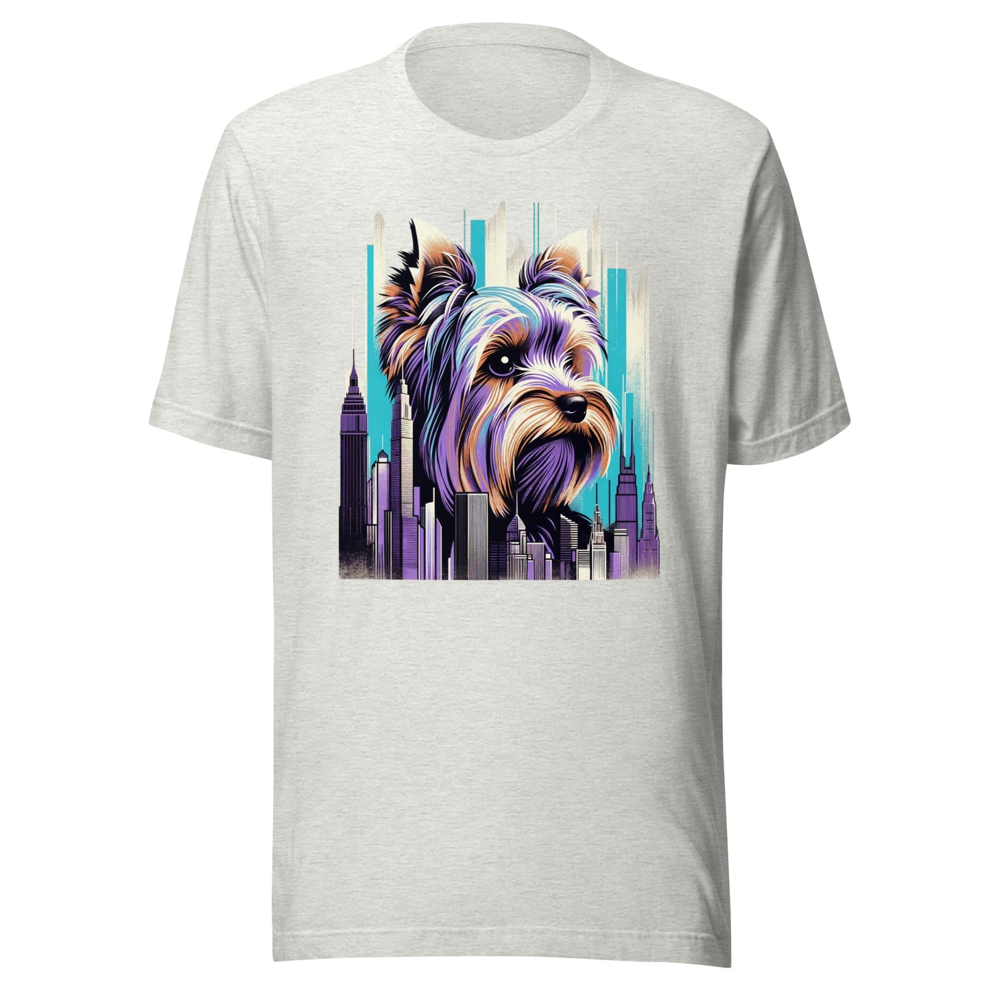Iron Paws: Yorkshire Terrier Dog Youth - Purple Hued Cityscape Unisex t-shirt