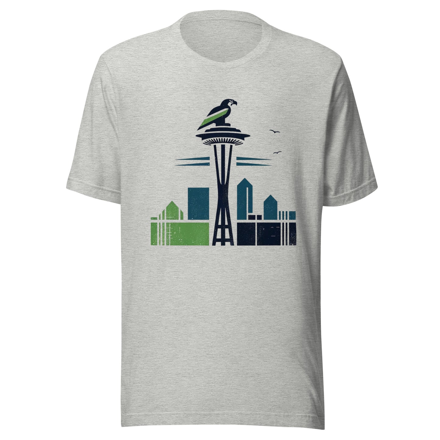 Seattle Gridiron: Space Needle Birds - Retro Football Tapestry Series Unisex t-shirt