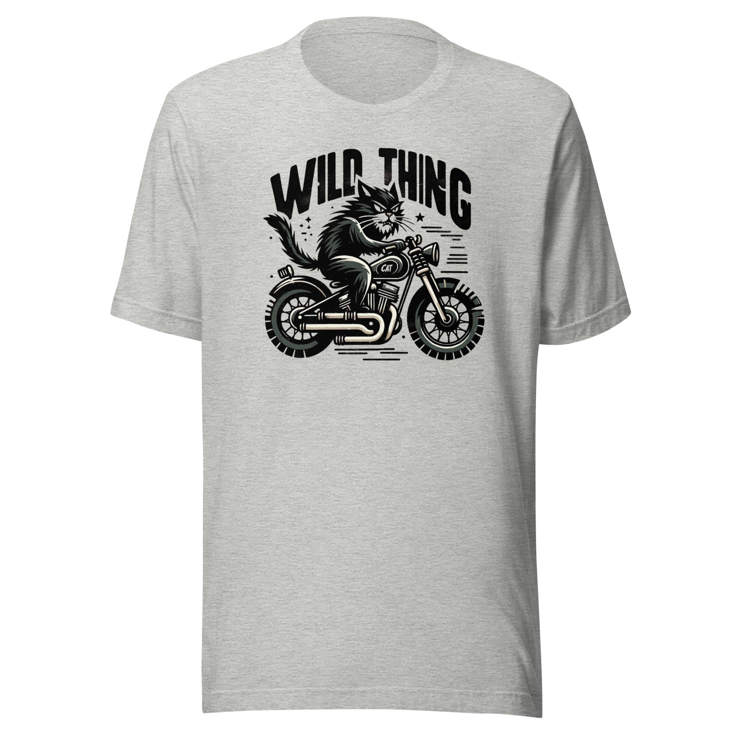 Wild Thing Cat on Motorcycle Unisex t-shirt