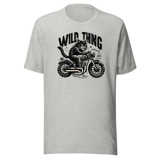 Wild Thing Cat on Motorcycle Unisex t-shirt