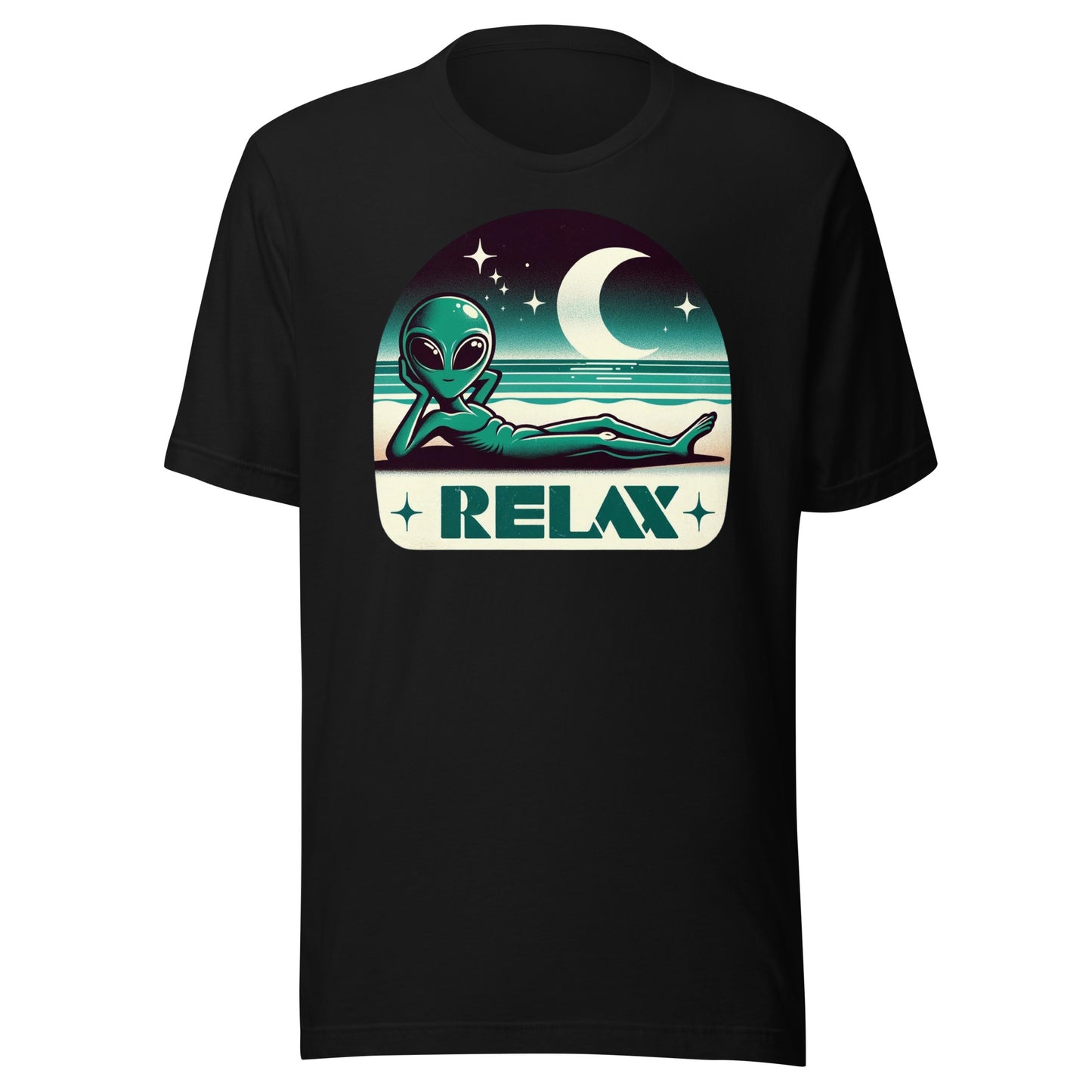 Relaxing Alien Beach Moon Graphic Unisex t-shirt