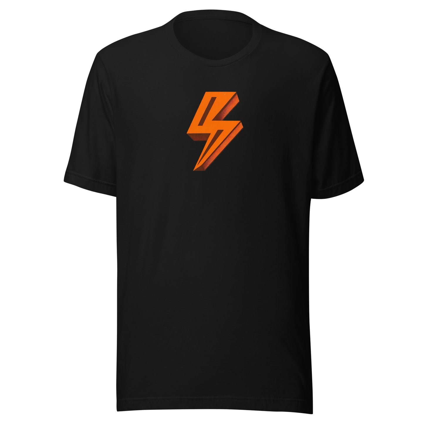 Bold Orange Lightning Bolt Distressed Graphic Tee - Unisex