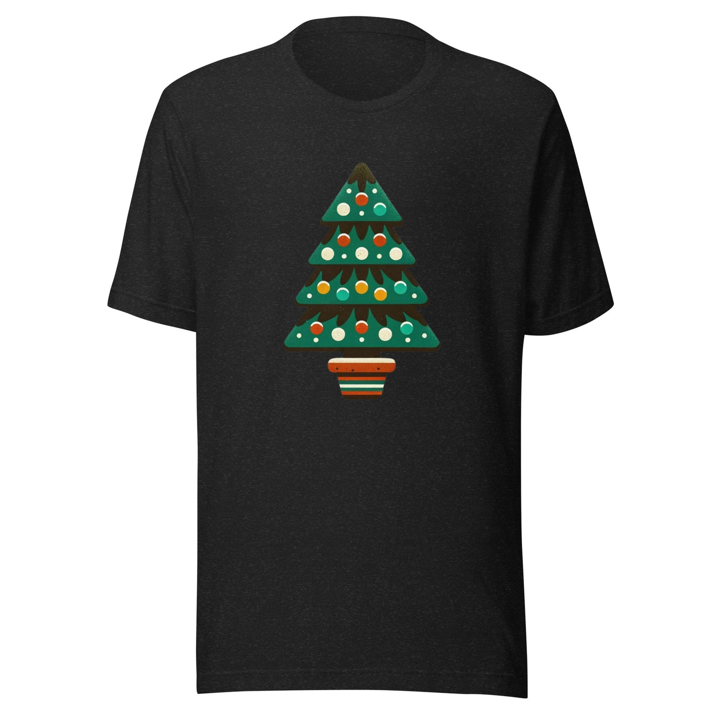 Merry Minimalist: Simple Christmas Tree with Lights Holiday Tee