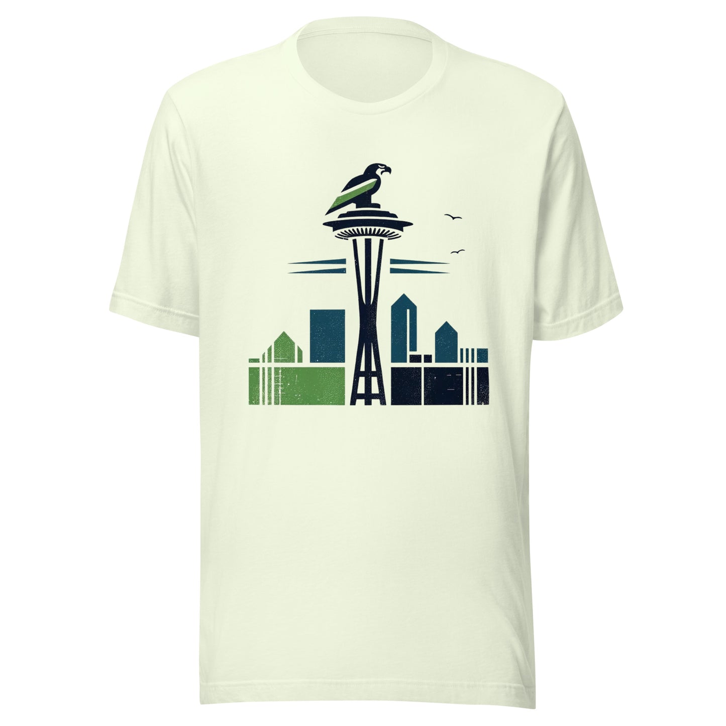 Seattle Gridiron: Space Needle Birds - Retro Football Tapestry Series Unisex t-shirt