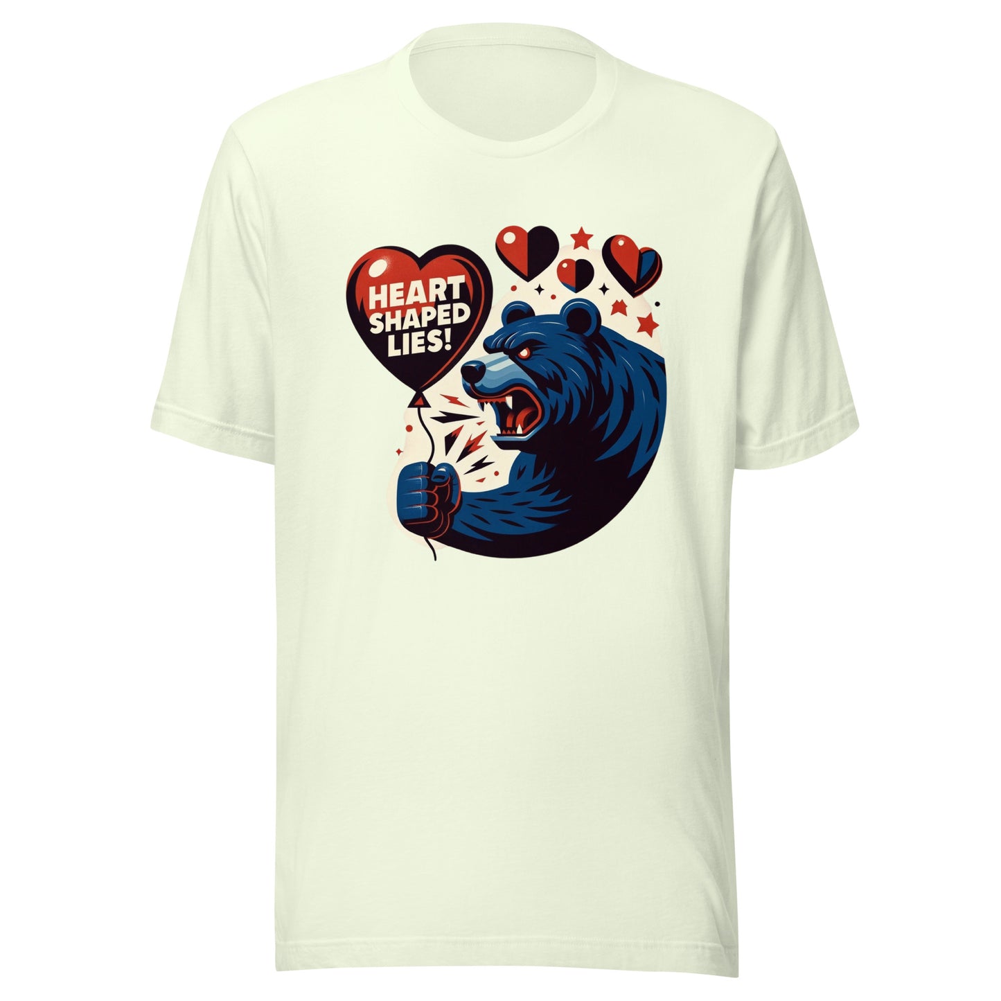 Heart Shaped Lies! Angry Love Bear Unisex t-shirt