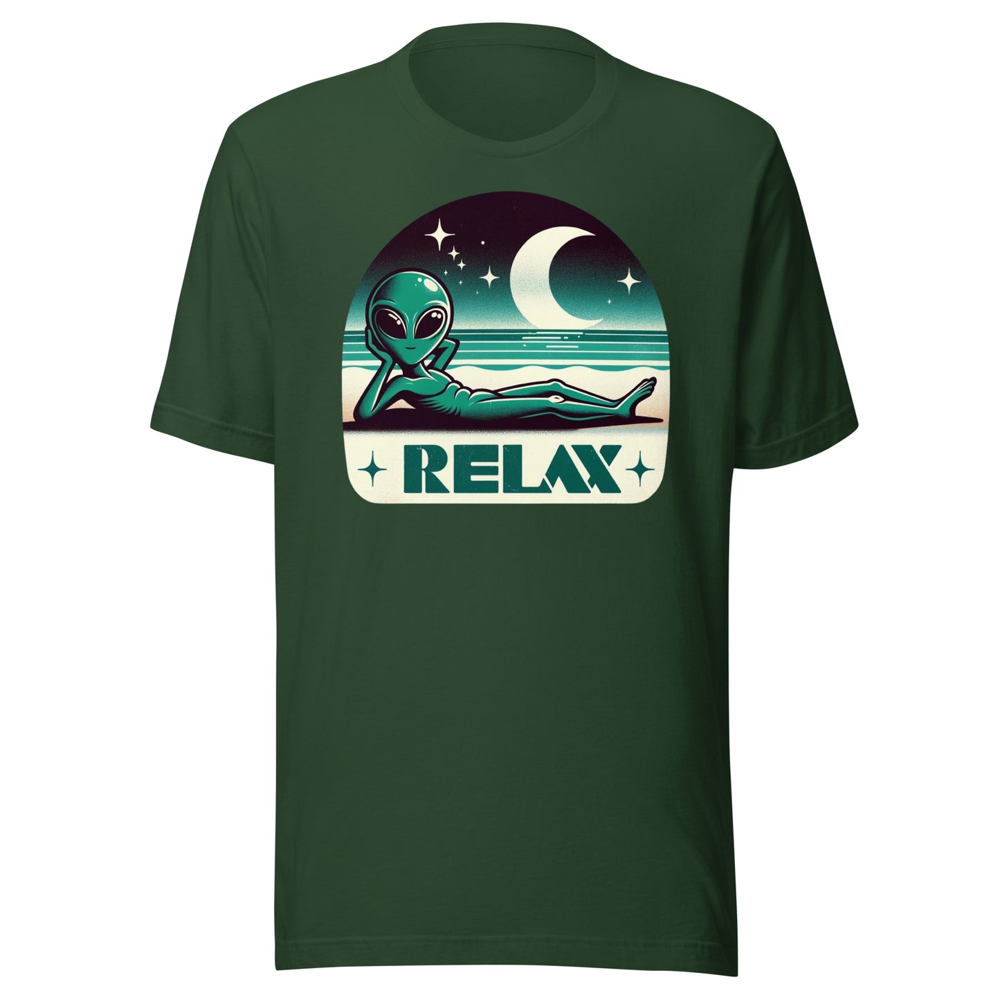 Relaxing Alien Beach Moon Graphic Unisex t-shirt