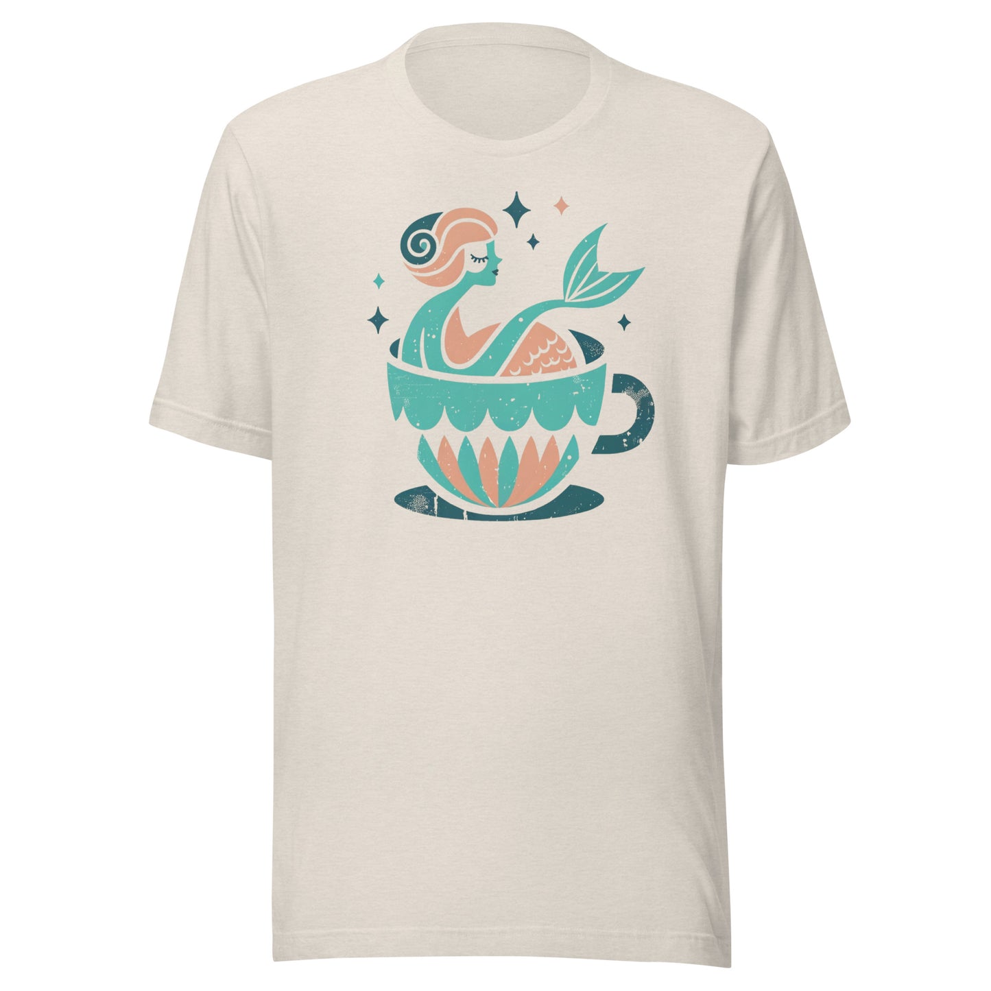 Mermaid in a Cup - Retro-Inspired Unisex Tee in Green & Pink