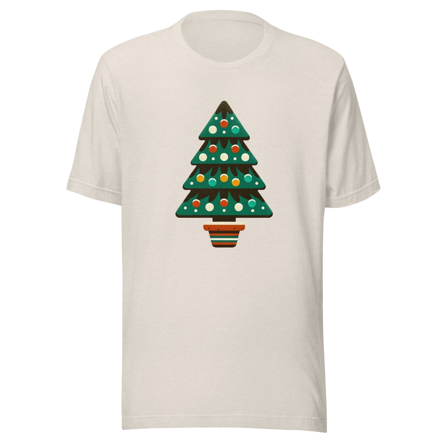 Merry Minimalist: Simple Christmas Tree with Lights Holiday Tee