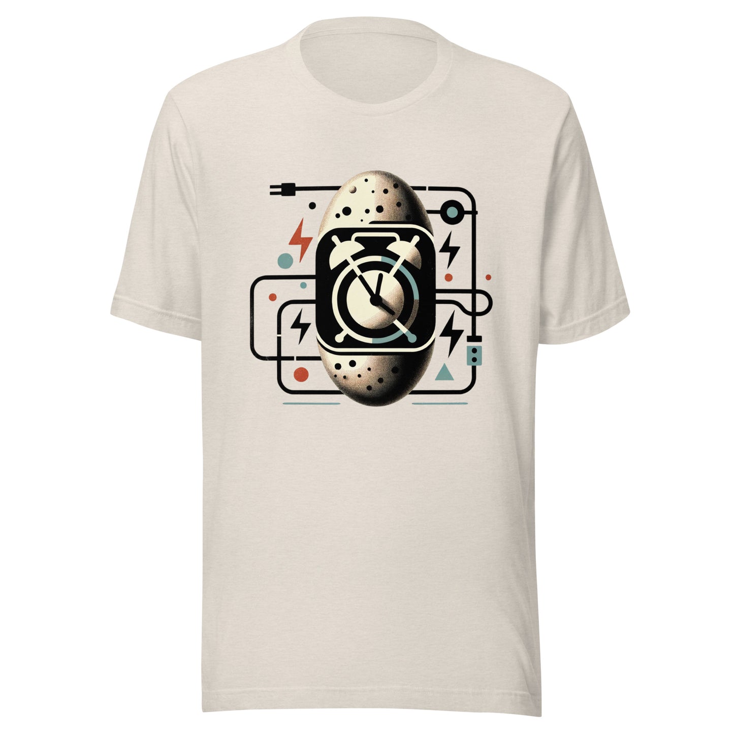 Retro Potato Clock Design - Mid-Century Modern Art with Vintage Electric Symbols