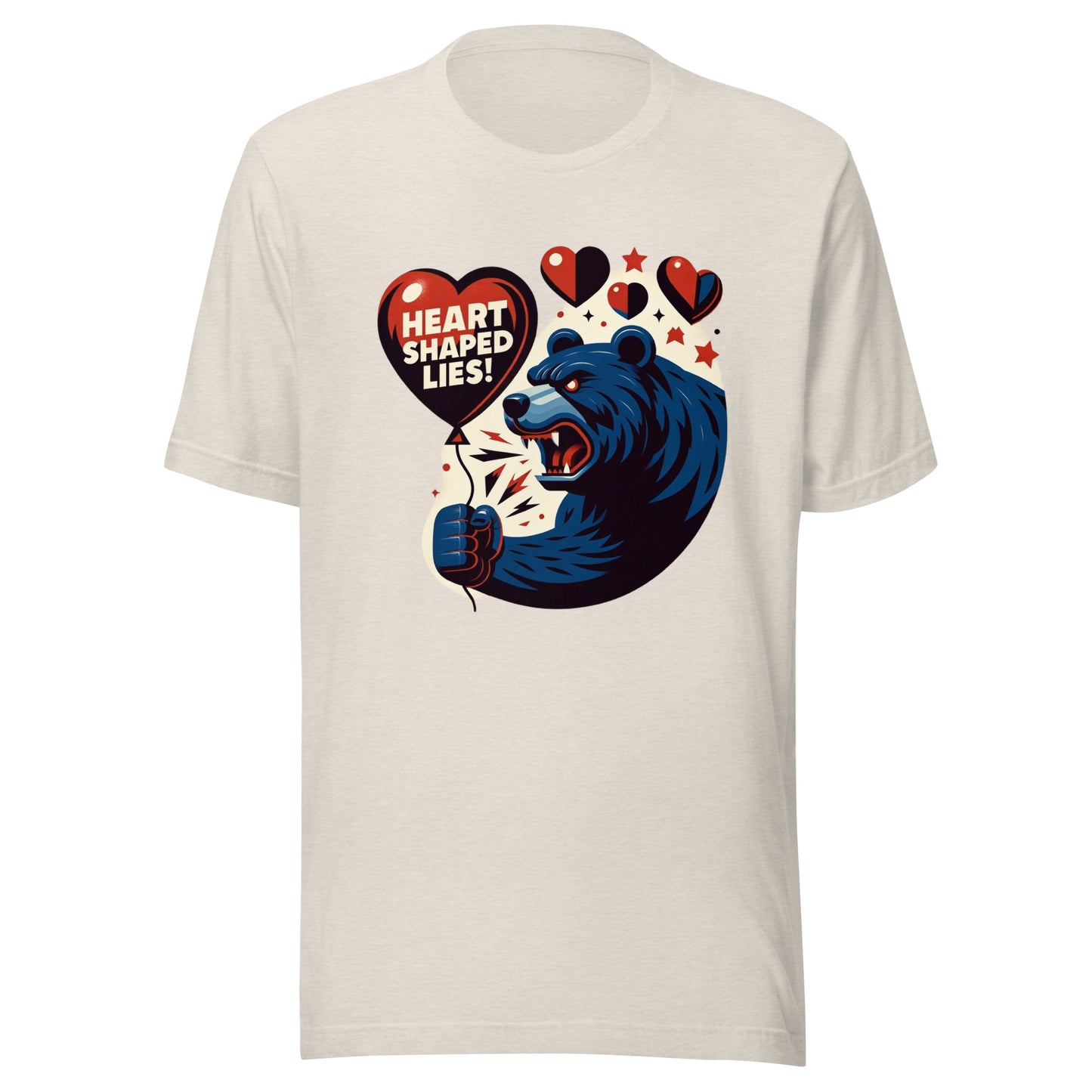 Heart Shaped Lies! Angry Love Bear Unisex t-shirt