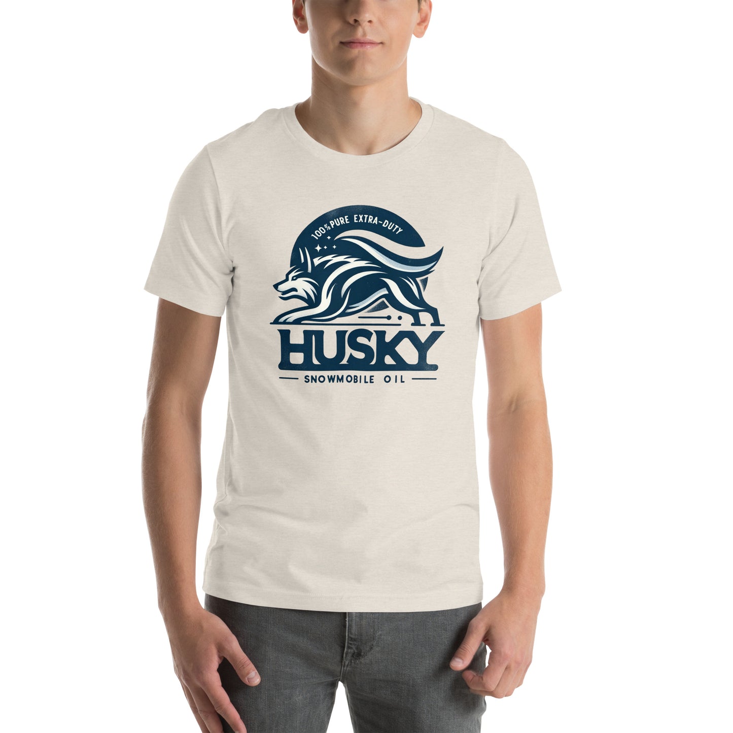 Husky Snowmobile Oil Graphic Unisex t-shirt