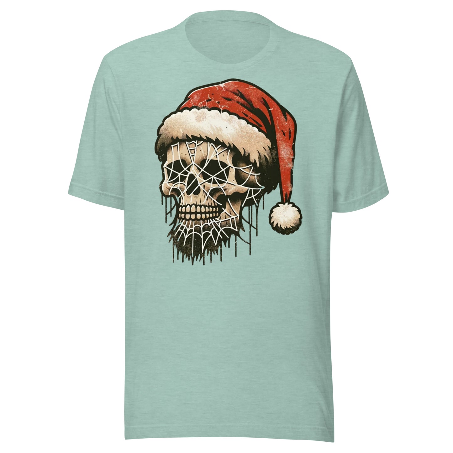 Halloween Leftovers: Christmas Skull with Vintage Santa Hat for a Spooky Holiday Vibe Unisex t-shirt