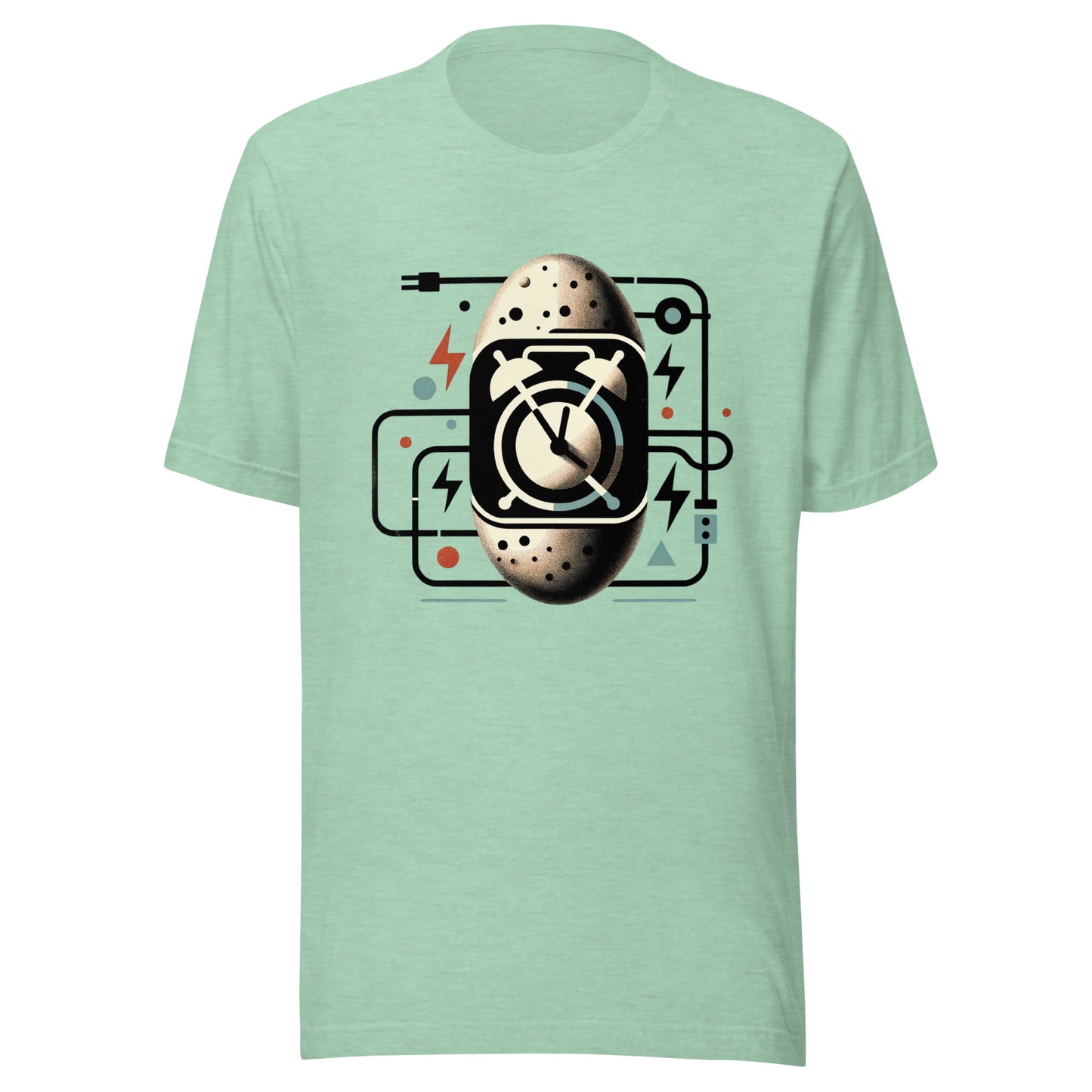 Retro Potato Clock Design - Mid-Century Modern Art with Vintage Electric Symbols