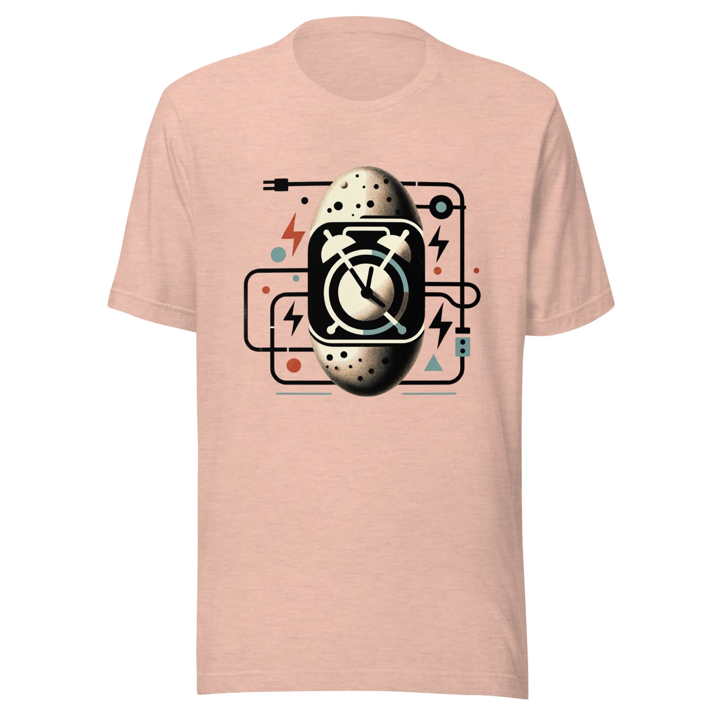 Retro Potato Clock Design - Mid-Century Modern Art with Vintage Electric Symbols