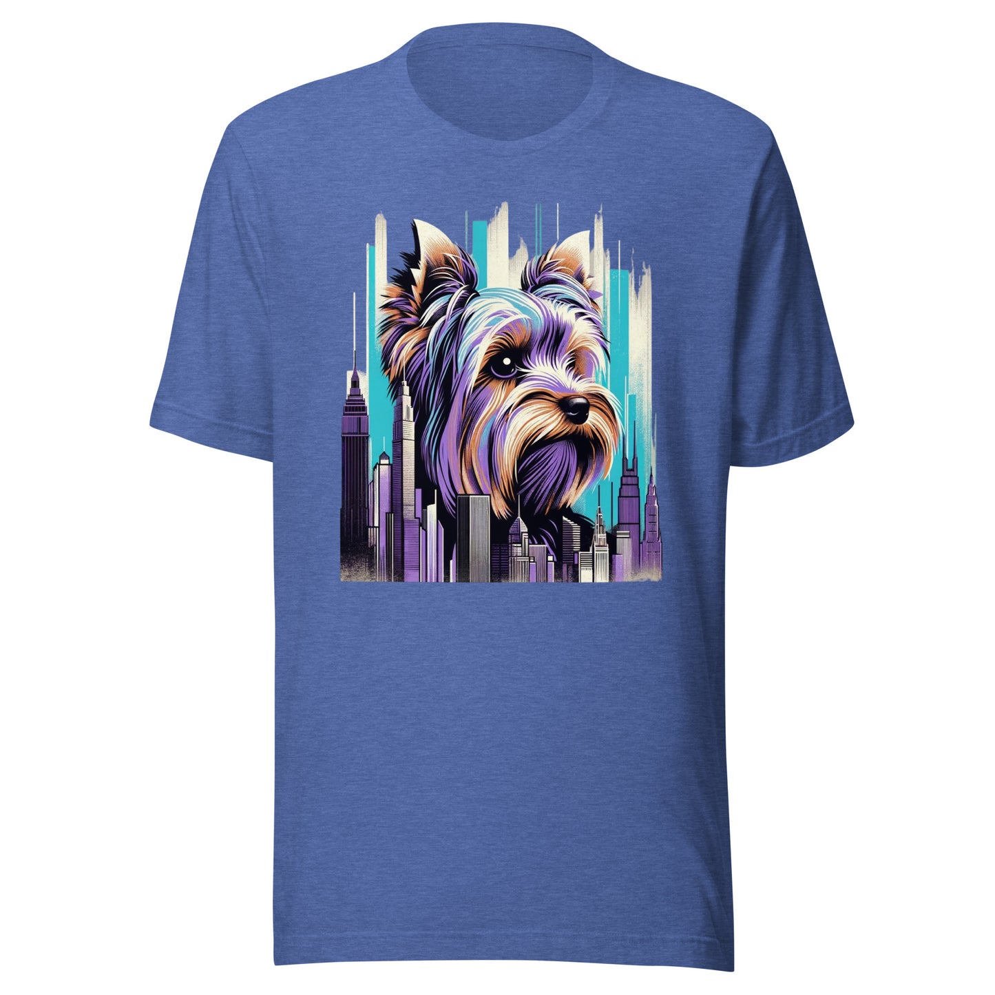 Iron Paws: Yorkshire Terrier Dog Youth - Purple Hued Cityscape Unisex t-shirt