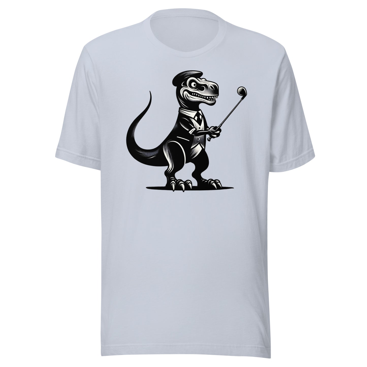 Jurassic Golfer: T-Rex on the Greens - Monochrome Golfing Dinosaur Unisex t-shirt