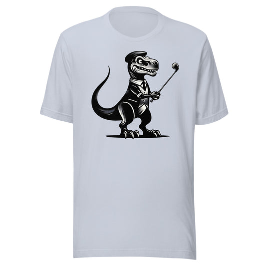 Jurassic Golfer: T-Rex on the Greens - Monochrome Golfing Dinosaur Unisex t-shirt