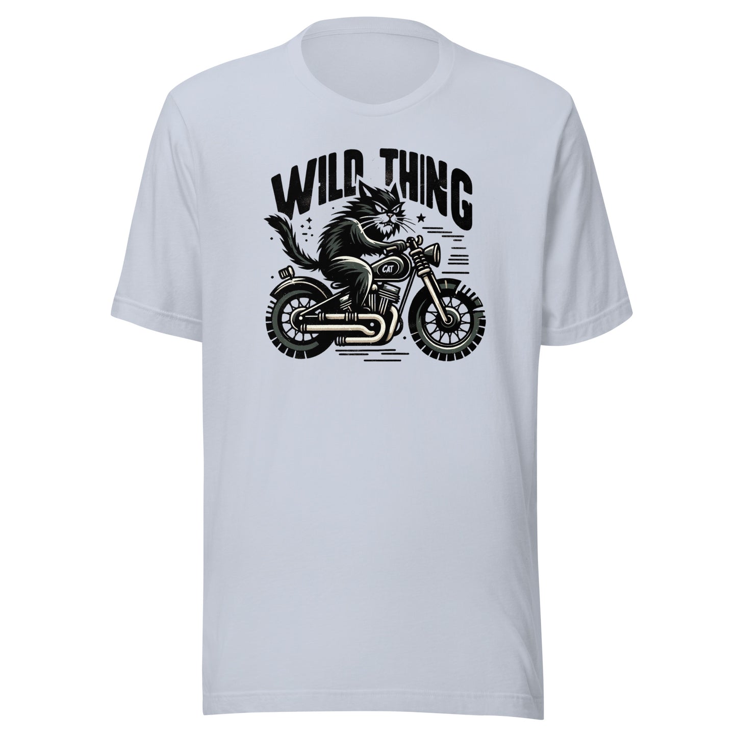 Wild Thing Cat on Motorcycle Unisex t-shirt