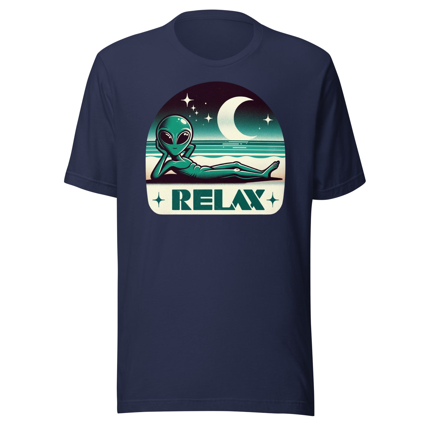 Relaxing Alien Beach Moon Graphic Unisex t-shirt