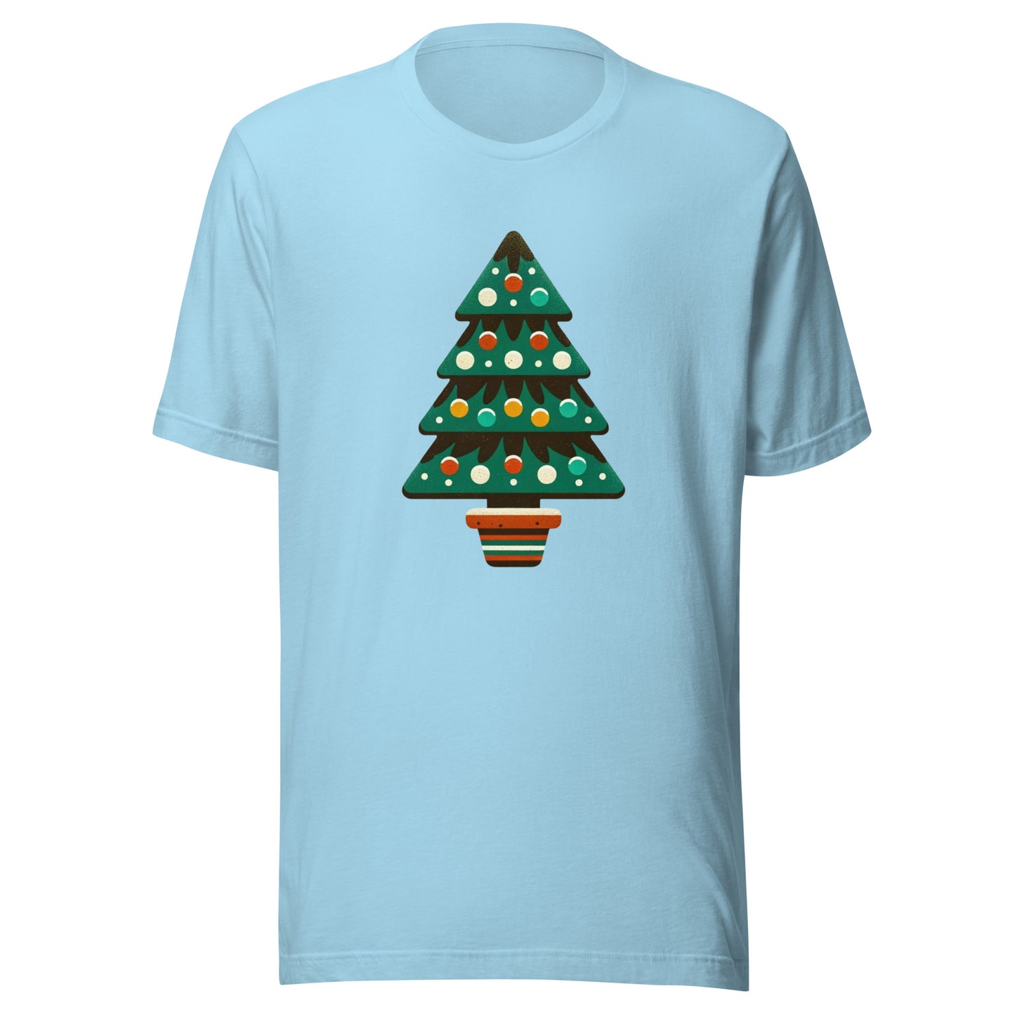 Merry Minimalist: Simple Christmas Tree with Lights Holiday Tee