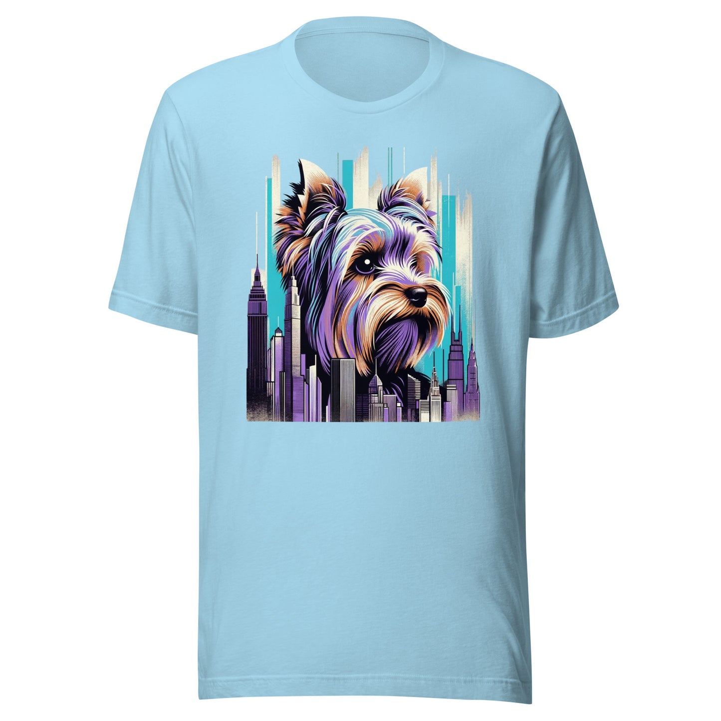 Iron Paws: Yorkshire Terrier Dog Youth - Purple Hued Cityscape Unisex t-shirt
