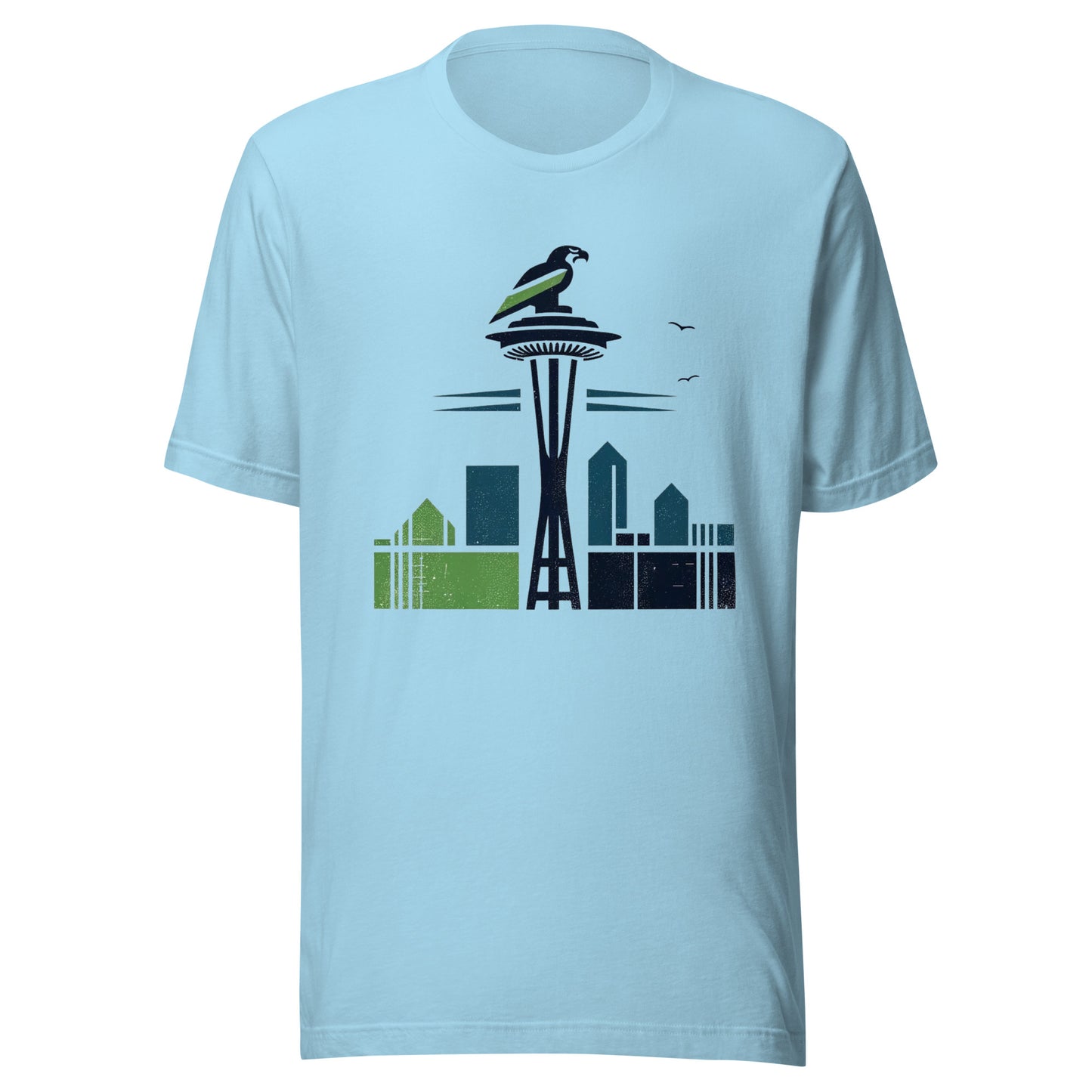 Seattle Gridiron: Space Needle Birds - Retro Football Tapestry Series Unisex t-shirt