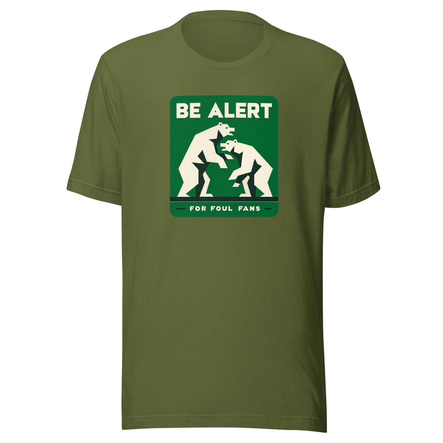 Green Fighting Bears "Be Alert for Foul Fans" Distressed Tee - Unisex