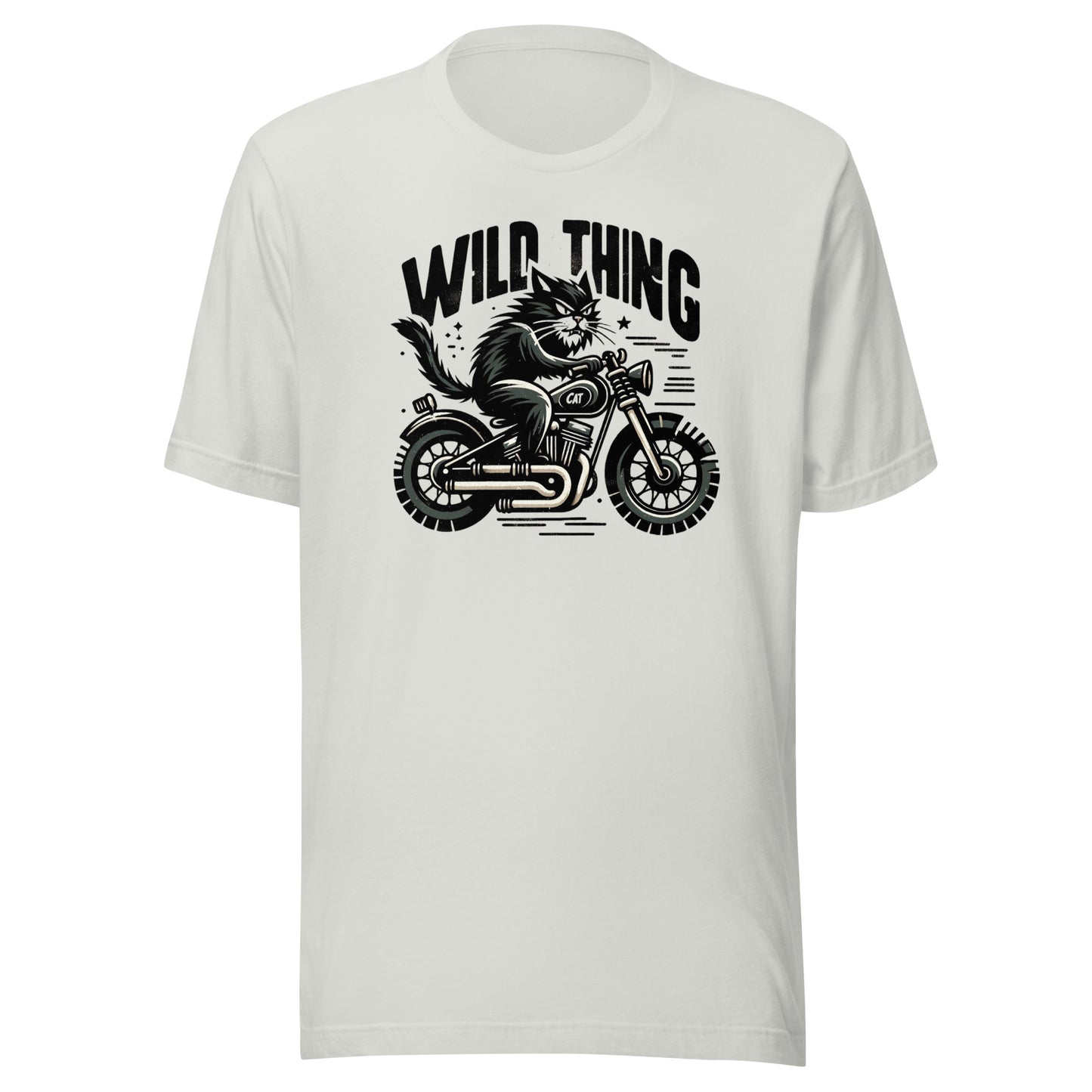 Wild Thing Cat on Motorcycle Unisex t-shirt